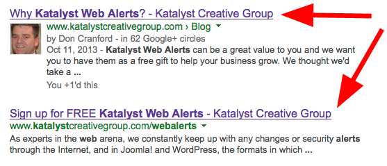 Snippet from search results page
